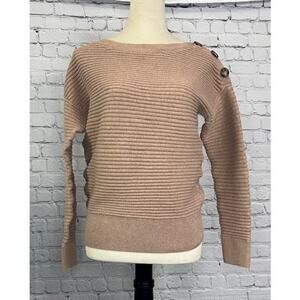 Gap Pullover Sweater Ribbed Tan Khaki Button Women's Size Medium